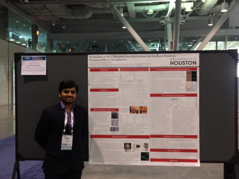 Charan Tanneru, 1st prize in Water Environment Association of Texas, Student Paper Presentation Contest, Dallas, TX, April 2014